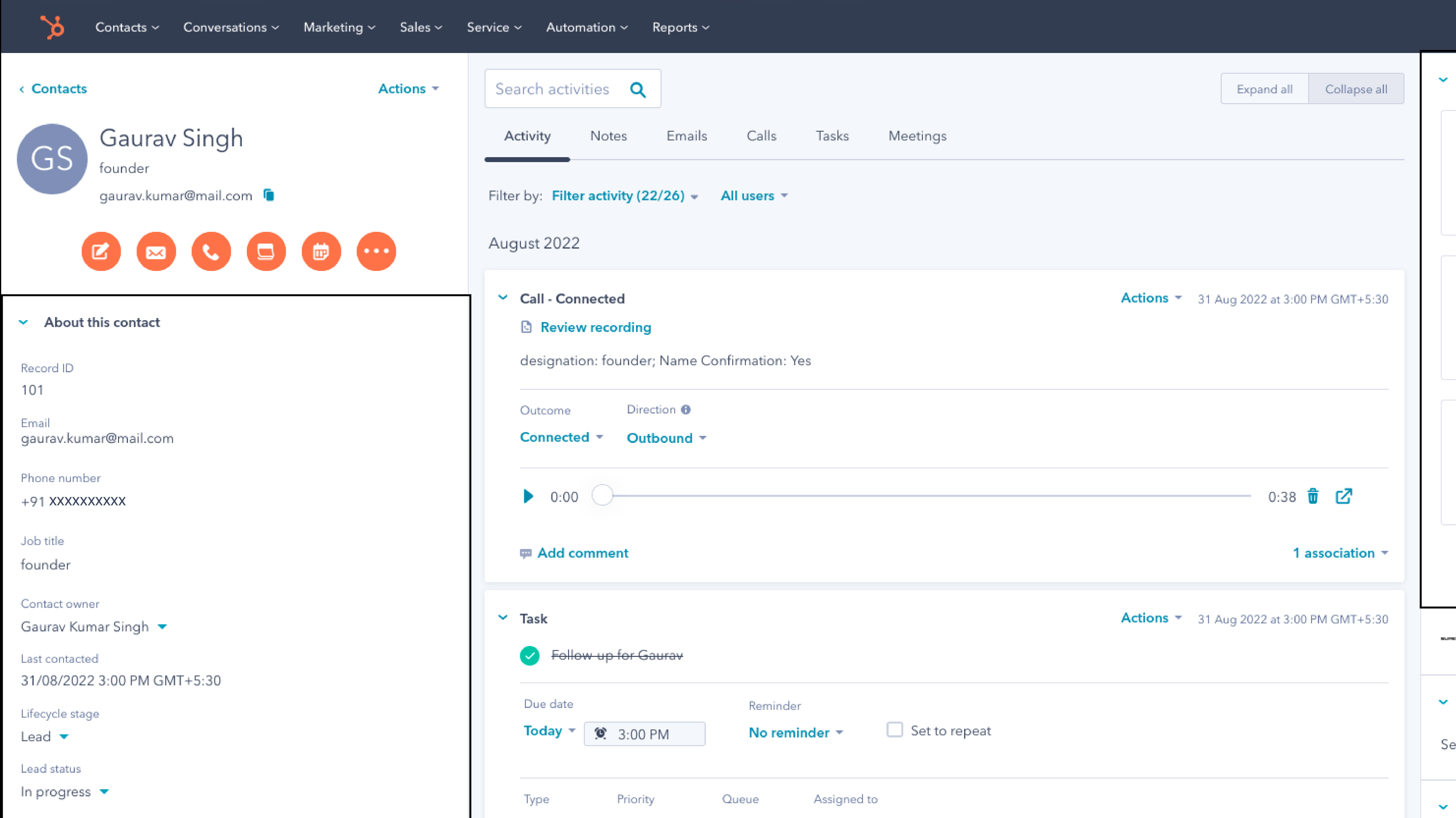 Updates Leads/Contacts as per the received user responses